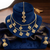 Manisha Gold Plated Crystal And Austrian Stone Double Layer Necklace Set