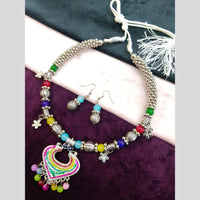 Manisha Jewellery Designer Oxidised Plated Meenakari And Beads Necklace Set