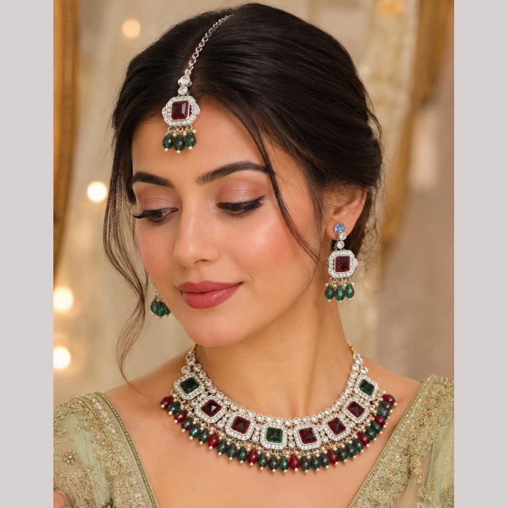 Manisha Jewellery Gold Plated Austrian Stone And Beads Necklace Set