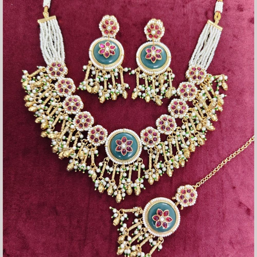 Manisha Jewellery Elegant Pota Stone Pearl And Beaded Necklace Set