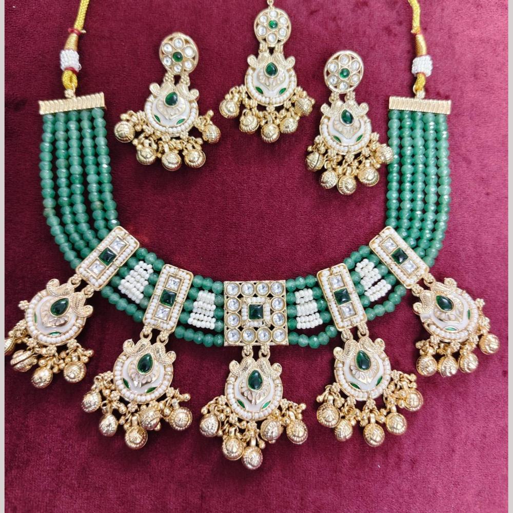 Manisha Jewellery Elegant Pota Stone Pearl And Beaded Meenakari Necklace Set
