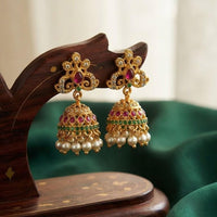 Manisha Jewellery Traditional Pota Stone And Pearl Jhumki Earrings 