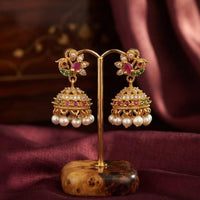 Manisha Jewellery Traditional Pota Stone And Pearl Jhumki Earrings 