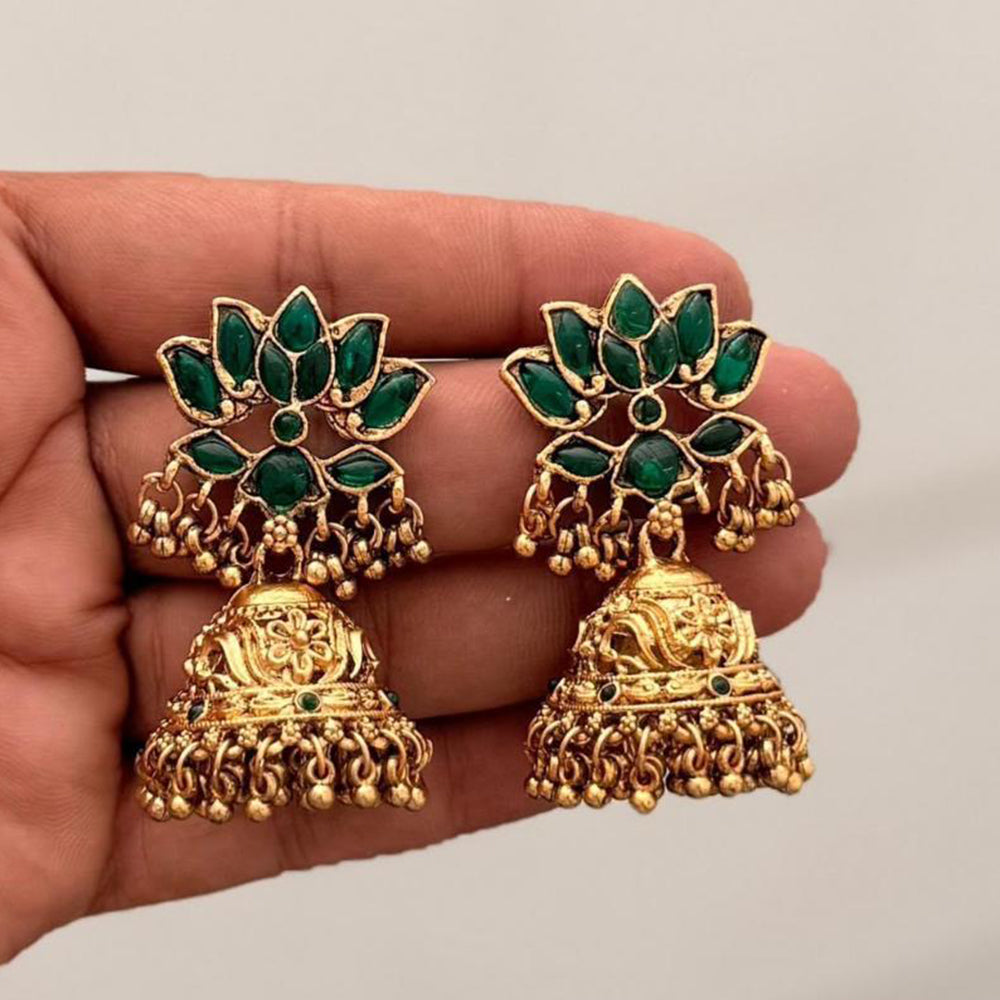 Manisha Jewellery Traditional Pota Stone And Pearl Jhumki Earrings 