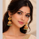 Manisha Jewellery Traditional Pota Stone And Pearl Temple Jhumki Earrings 