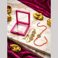 Manisha Jewellery Bhaiya And Bhabhi Kundan Stone Rakhi Combo