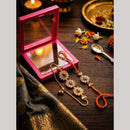 Manisha Jewellery Bhaiya And Bhabhi Kundan Stone Rakhi Combo