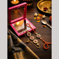 Manisha Jewellery Bhaiya And Bhabhi Kundan Stone Rakhi Combo