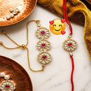 Manisha Jewellery Bhaiya And Bhabhi Kundan Stone Rakhi Combo
