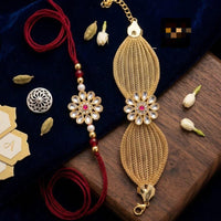 Manisha Jewellery Bhaiya And Bhabhi Kundan Stone Rakhi Combo