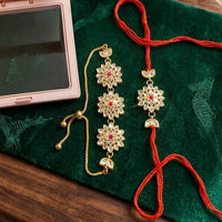 Manisha Jewellery Bhaiya And Bhabhi Kundan Stone Rakhi Combo