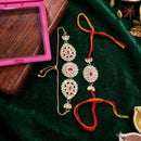 Manisha Jewellery Bhaiya And Bhabhi Kundan Stone Rakhi Combo