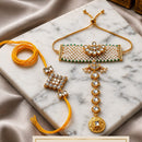 Manisha Jewellery Bhaiya And Bhabhi Kundan Stone Rakhi Combo