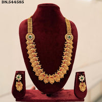 Manisha Jewellery Pota Stone Temple Long Necklace Set