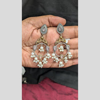 Manisha Jewellery Premium 2 Tone Plated Pota Stone Dangler Earrings