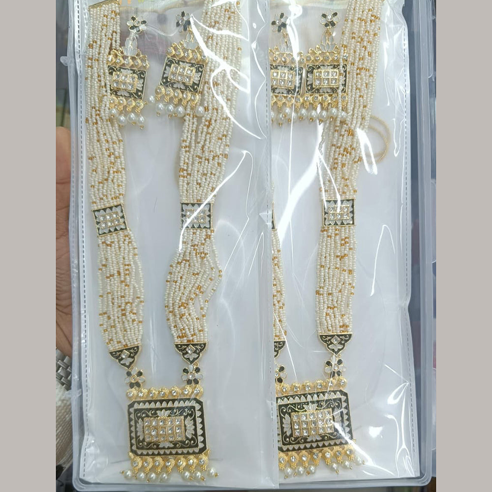 Manisha Jewellery Designer Kundan Stone And Pearl Meenakari Long Necklace Set