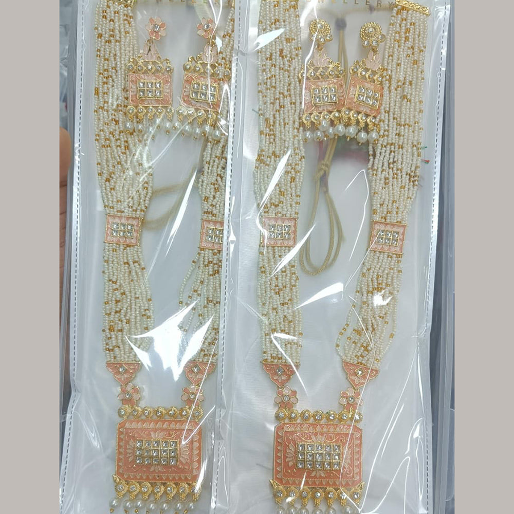 Manisha Jewellery Designer Kundan Stone And Pearl Meenakari Long Necklace Set