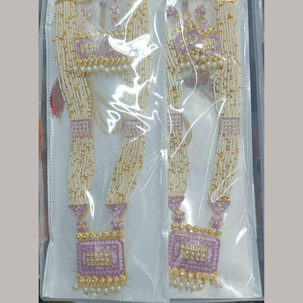Manisha Jewellery Designer Kundan Stone And Pearl Meenakari Long Necklace Set
