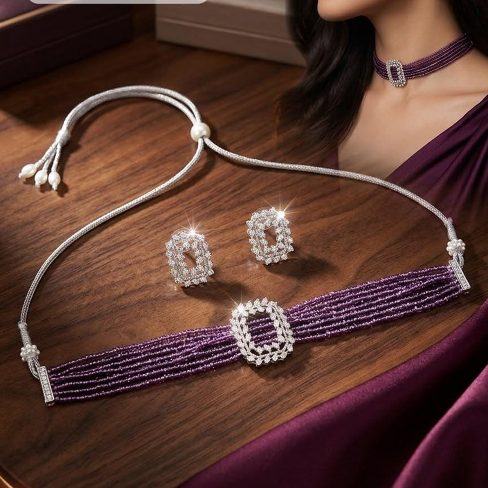 Manisha Jewellery Luxury Austrian Stone And Pearl Choker Necklace Set