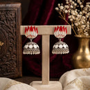 Manisha Jewellery Premium Oxidised Plated Pota Stone And Pearl Meenakari Jhumki Earrings