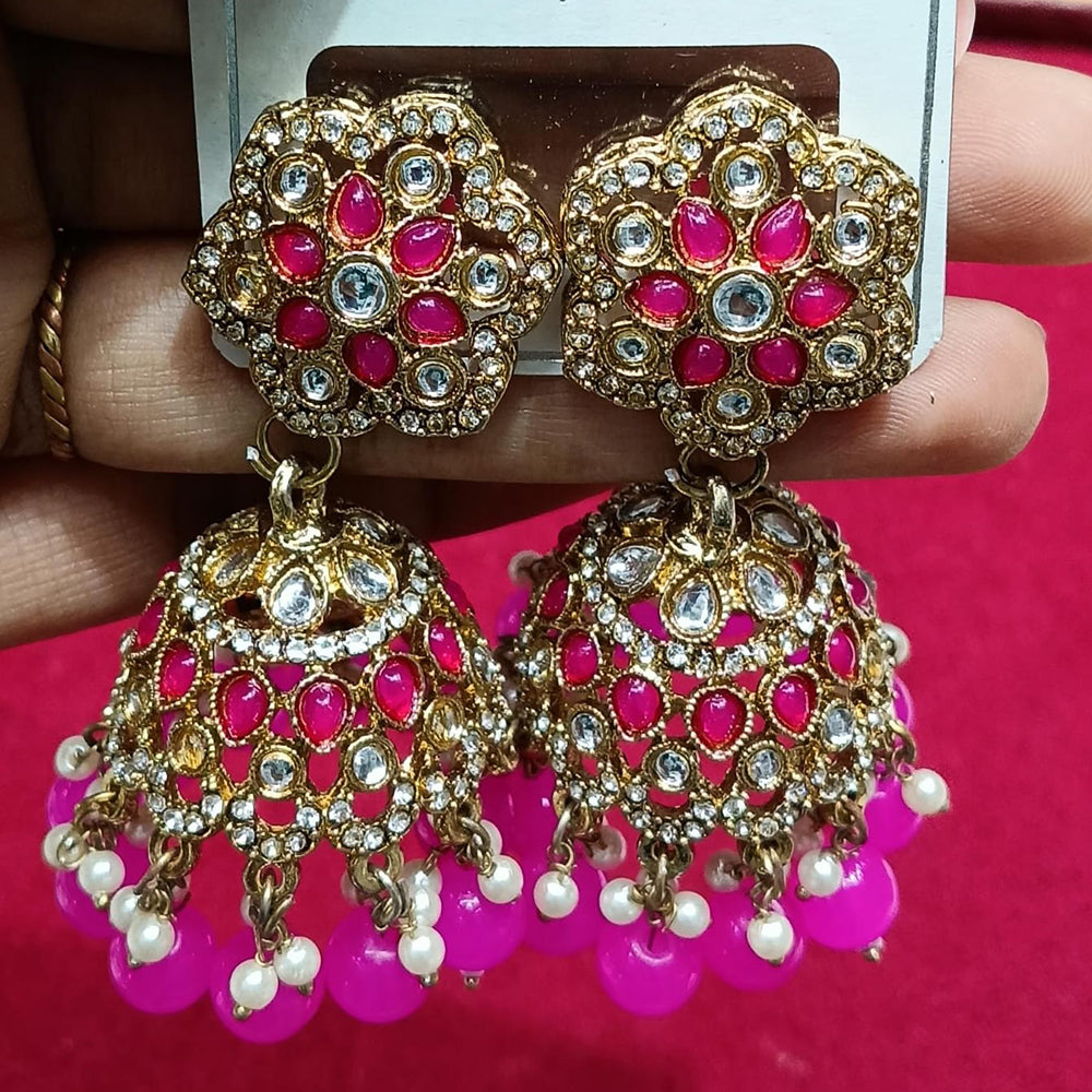 Manisha Jewellery Statement Pota Stone And Beads Jhumki Earrings 