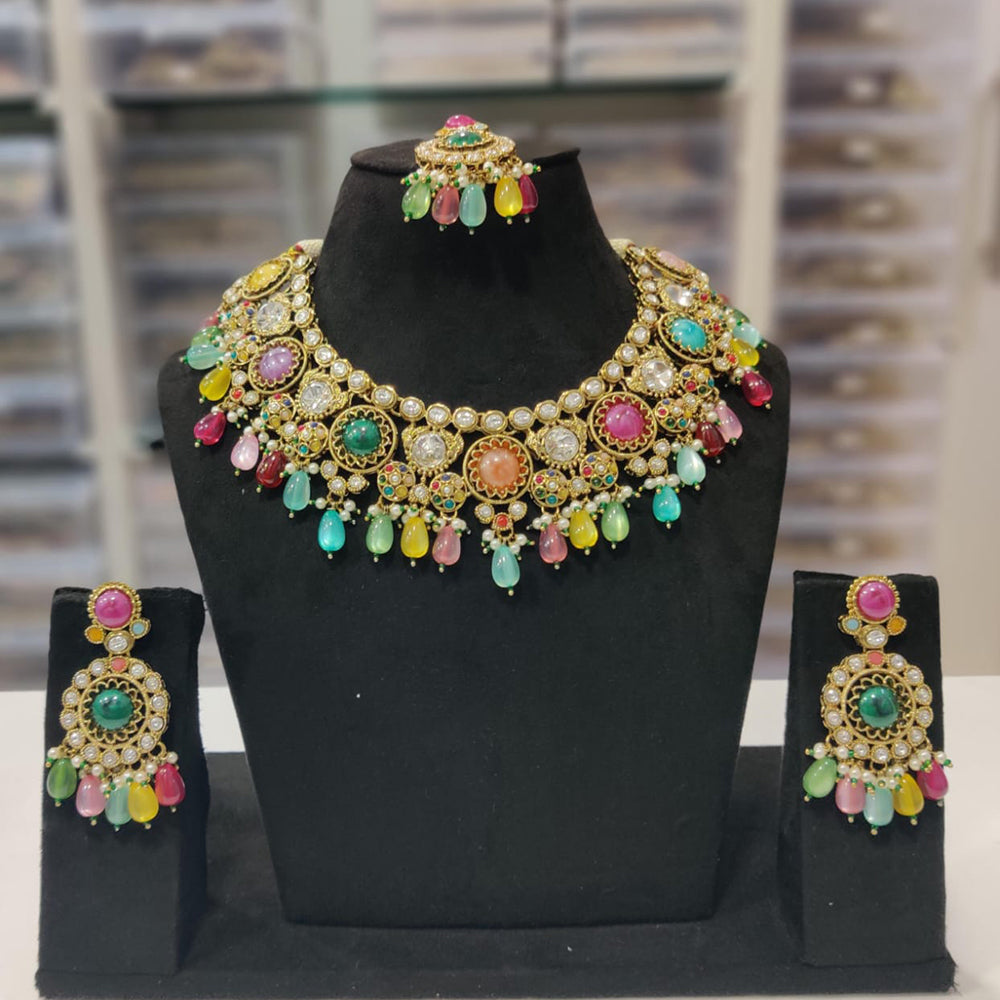Manisha Jewellery Classic Pota Stone And Beads Necklace Set
