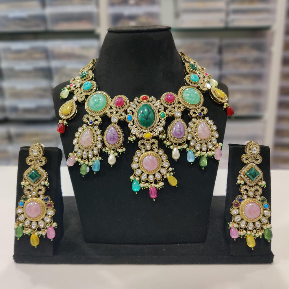 Manisha Jewellery Classic Pota Stone And Beads Choker Necklace Set