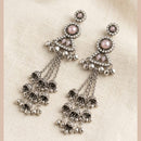 Manisha Jewellery Oxidised Pota Stone And Ghungroo Designer Dangler Earrings