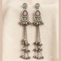 Manisha Jewellery Oxidised Pota Stone And Ghungroo Designer Dangler Earrings