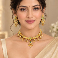 Manisha Jewellery Classic Pota Stone And Pearl Choker Necklace Set