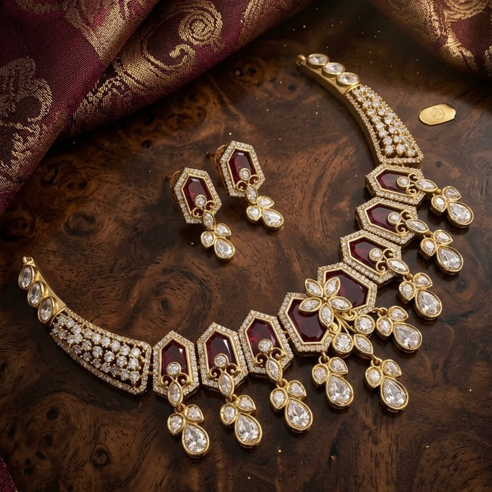 Manisha Jewellery Elegant American Daimond Necklace Set 