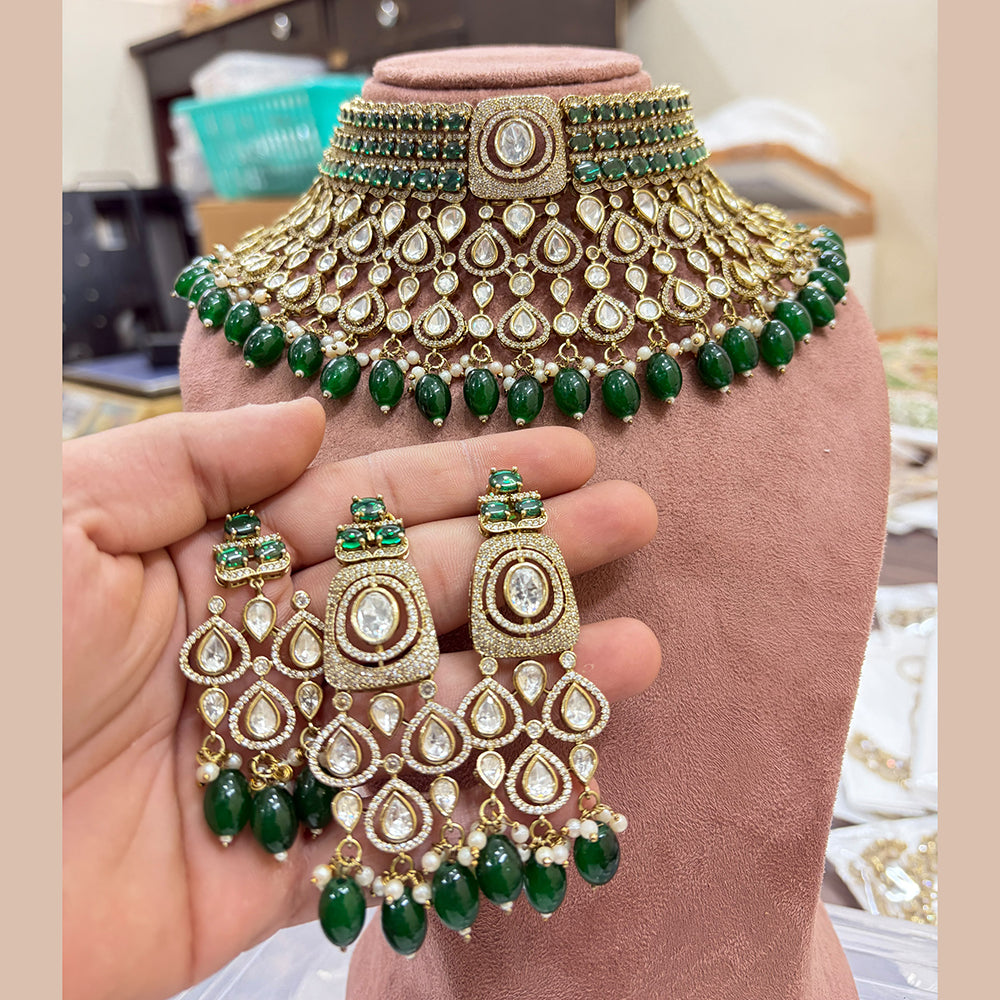 Manisha Jewellery Designer Polki Kundan Stone And Beads Choker Necklace Set