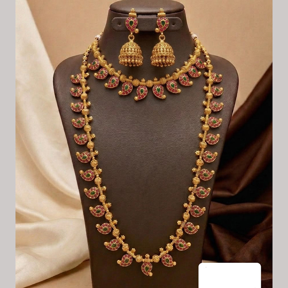 Manisha Jewellery Pota Stone Beads Double Layer Designer Necklace Set