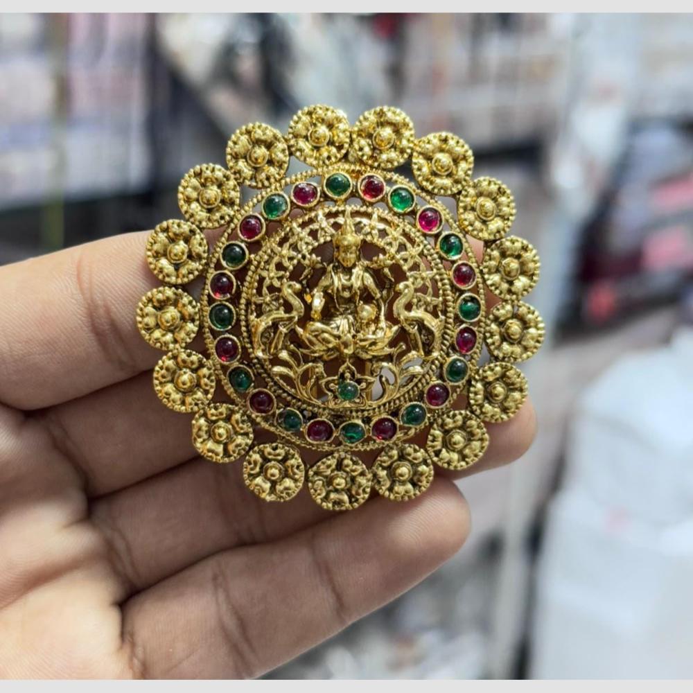 Manisha Jewellery Pota Stone Temple Statement Ring for Women