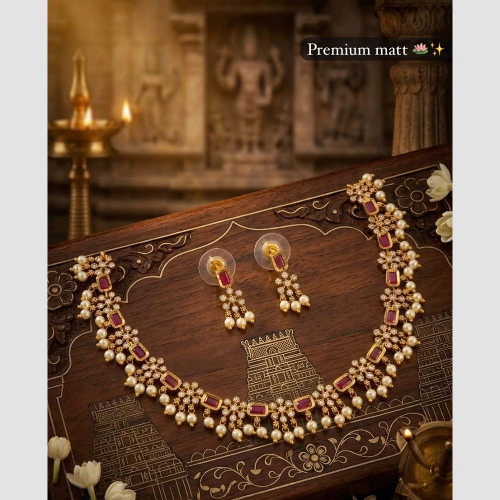 Manisha Jewellery Designer Austrian Stone And Pearl  Necklace Set