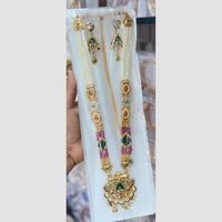 Manisha Jewellery Designer Pota Stone And Pearl Meenakari Long  Necklace Set
