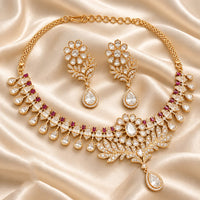 Manisha Jewellery Royal Look Pota Stone And Austrian Stone Necklace Set 