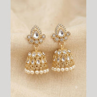 Manisha Jewellery Designer Kundan Stone And Pearl Jhumki Earrings