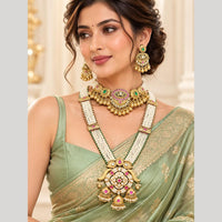 Manisha Jewellery Elegant Pota Stone And Pearl Double Necklace Set for Women