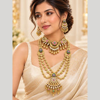Manisha Jewellery Elegant Pota Stone And Pearl Double Necklace Set for Women