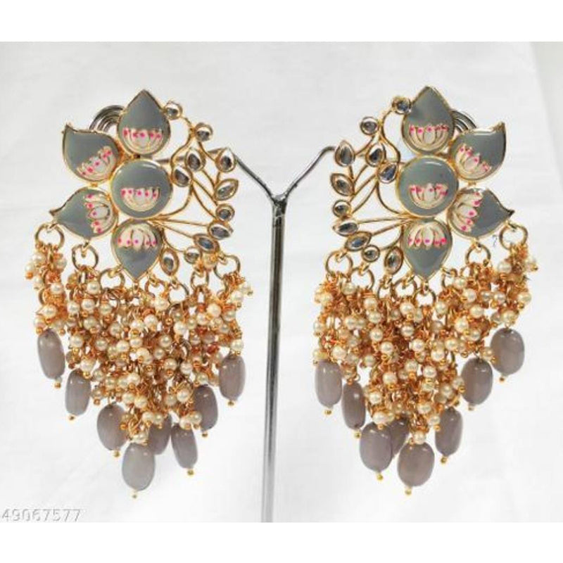 Lucentarts Jewellery Gold Plated Meenakari Dangler Beads Drop Earrings