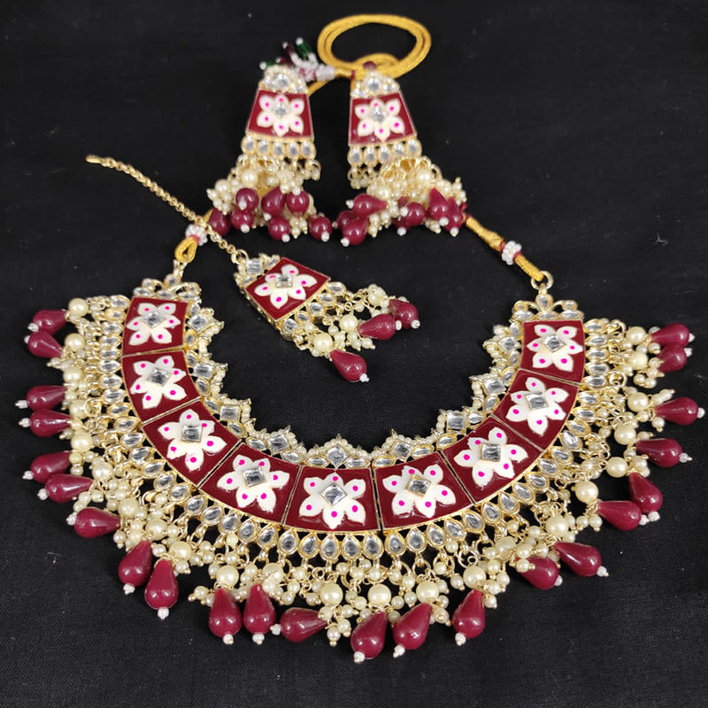 Lucentarts Jewellery Gold Plated Meenakari Necklace Set