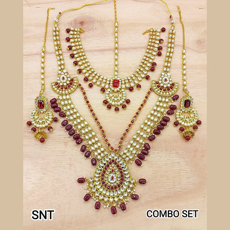 Lucentarts Jewellery Gold Plated Kundan Stone Necklace Set