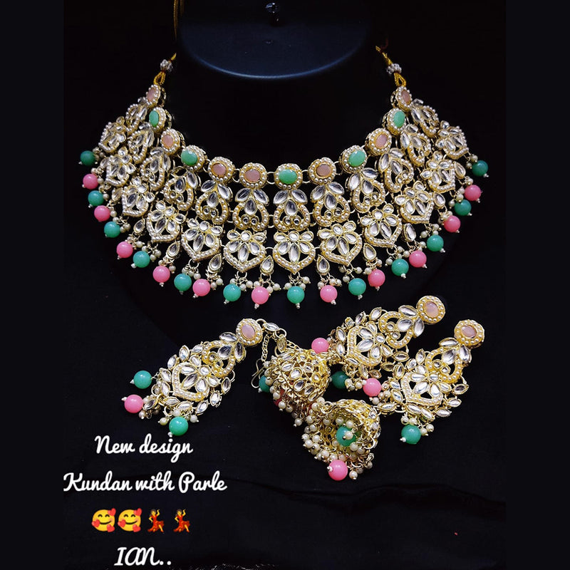 Lucentarts Jewellery Gold Plated Kundan Stone Necklace Set