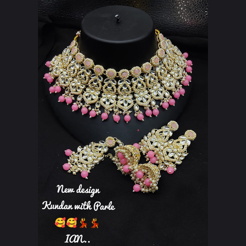 Lucentarts Jewellery Gold Plated Kundan Stone Necklace Set