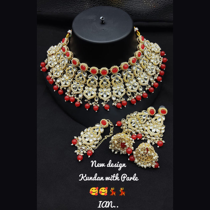 Lucentarts Jewellery Gold Plated Kundan Stone Necklace Set