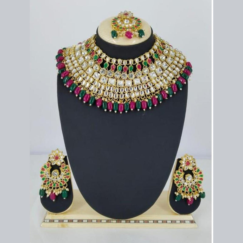 Lucentarts Jewellery Gold Plated Kundan Stone Necklace Set