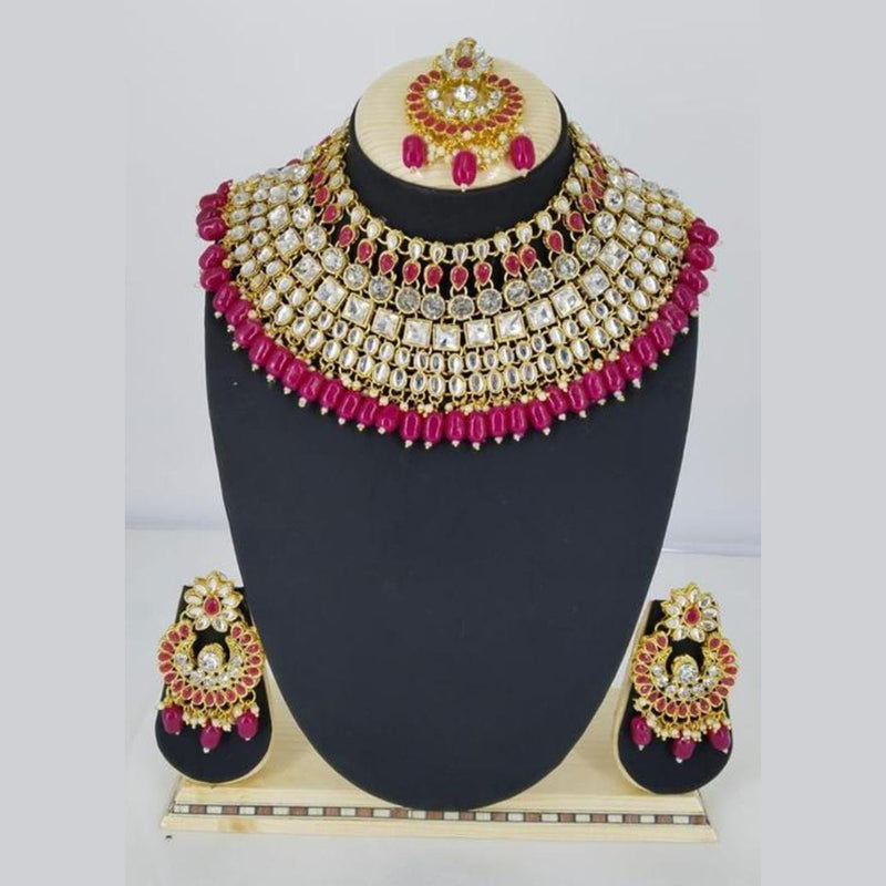 Lucentarts Jewellery Gold Plated Kundan Stone Necklace Set