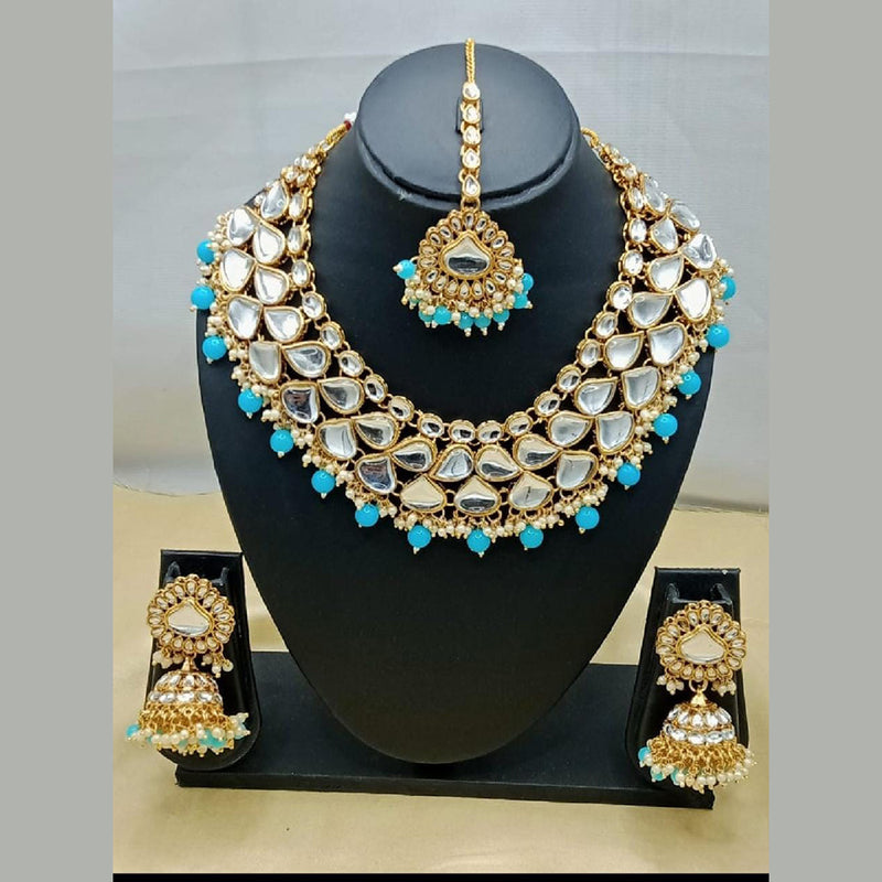 Lucentarts Jewellery Gold Plated Kundan Stone Necklace Set