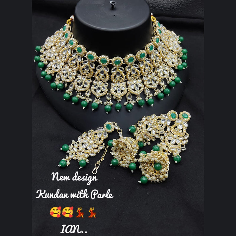 Lucentarts Jewellery Gold Plated Kundan Stone Necklace Set